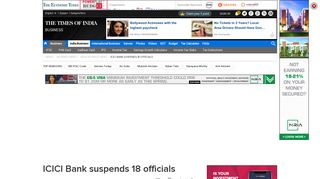 ICICI Bank suspends 18 officials - Times of India