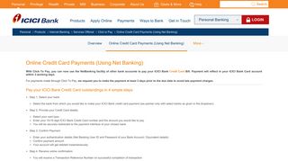 Credit Card Bill Payment with Internet Banking - ICICI Bank Click to ...