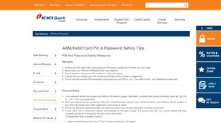 ABM/Debit Card Pin & Password Safety Tips - ICICI Bank Canada