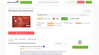 ICICI BANK VISA CREDIT CARD Reviews, Service, Online ICICI ...