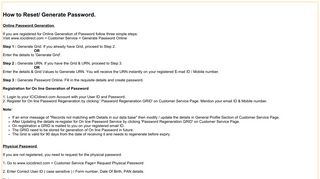 How to Reset/ Generate Password. - ICICI Direct
