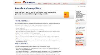 Our Awards - ICICI Bank HiSAVE - ICICI Bank UK