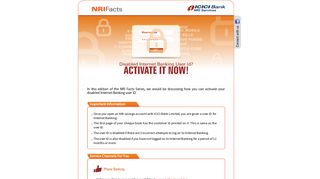 Activation of Internet Banking User ID - ICICI Bank