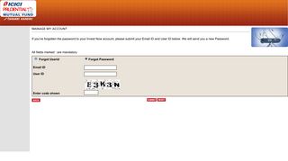 ICICI Prudential Mutual Fund - ForgotPassword