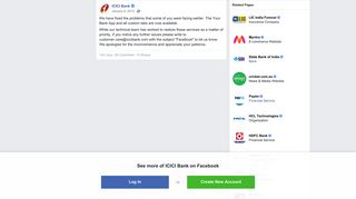 ICICI Bank - We have fixed the problems that some of you... | Facebook