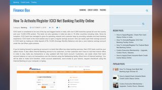 How To Activate/Register ICICI Net Banking Facility Online