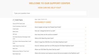 PayDirect Card - ICICI Bank Support Center