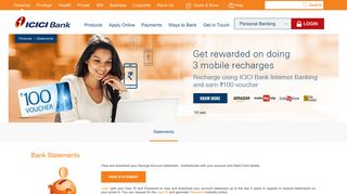 Credit Card Statement, Bank Account Statement, Home ... - ICICI Bank