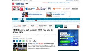 ICICI bank: ICICI Bank to cut stake in ICICI Pru Life by 2% to 52% - The ...