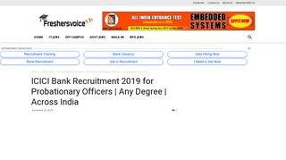 ICICI Bank Recruitment 2019 for Probationary Officers-Apply Now