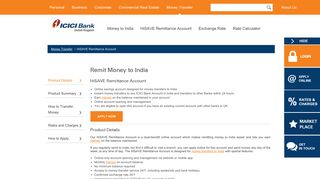 HiSAVE Remittance Account - ICICI Bank UK