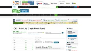 ICICI Pru Life Cash Plus Fund - Moneycontrol