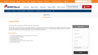 Online Account, Young Stars Account, ICICI Bank Ltd