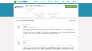 ICICI Bank Money2India - Reviews & Ratings - CompareRemit