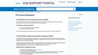 ICIS Password Management – ICIS Customer Support