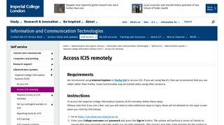 Access ICIS remotely | Administration and support services | Imperial ...