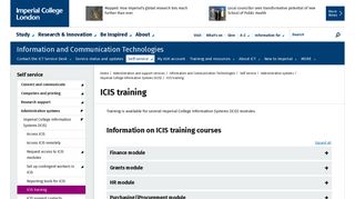 ICIS training | Administration and support services | Imperial College ...