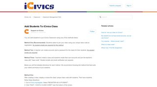 Add Students To iCivics Class – iCivics, Inc