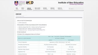 iNED - Institute of Neo Education - Admission || Pengambilan - UiTM