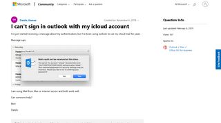 I can't sign in outlook with my icloud account - Microsoft Community
