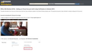 Office 365 (Outlook 2016) - Adding an iCloud Account with 2-step ...