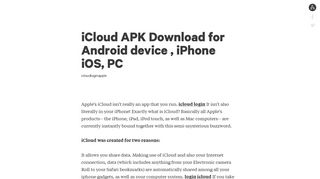 iCloud APK Download for Android device , iPhone iOS, PC