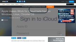 Gigaom | Apple makes iWork for iCloud beta free on Windows, Linux ...