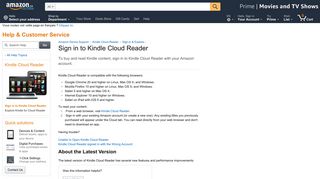 Amazon.ca Help: Sign in to Kindle Cloud Reader