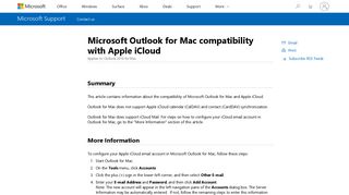Microsoft Outlook for Mac compatibility with Apple iCloud