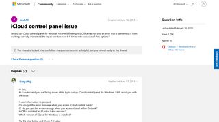 iCloud control panel issue - Microsoft Community