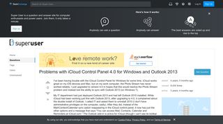 Problems with iCloud Control Panel 4.0 for Windows and Outlook ...