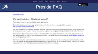 Preside: Why can't I login to my iCloud email account?