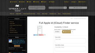 Full Apple id (ICloud) Finder service IPhone, IPod, IPad. - Unlock Light