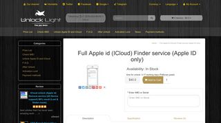 Full Apple id (ICloud) Finder service (Apple ID only) - Unlock Light
