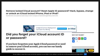 Remove locked iCloud account? Reset Apple ID password? Hack ...
