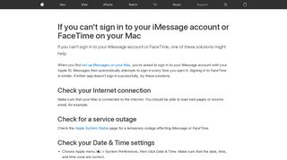 If you can't sign in to your iMessage account or FaceTime on your ...