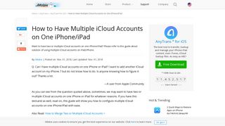 [Tip] How to Have Multiple iCloud Accounts on One iPhone - iMobie