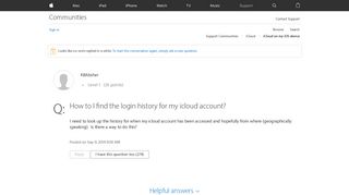 Question: Q: How to I find the login history for my icloud account ...