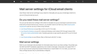 Mail server settings for iCloud email clients - Apple Support