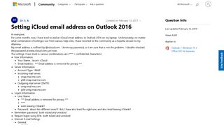 Setting iCloud email address on Outlook 2016 - Microsoft Community