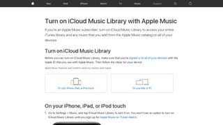 Turn on iCloud Music Library with Apple Music - Apple Support
