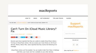 Can't Turn On iCloud Music Library? Fix - macReports