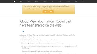 iCloud: View albums from iCloud that have been shared on the web