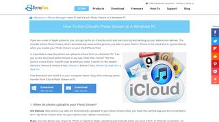 Download iCloud's Photo Stream to PC, get iCloud Photo ... - Syncios