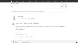 Login to iCloud from iPad via Safari - Apple Community - Apple ...