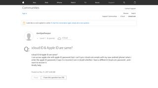 icloud ID & Apple ID are same? - Apple Community - Apple Discussions