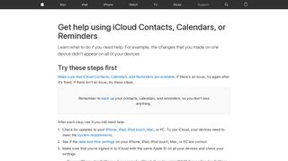 Get help using iCloud Contacts, Calendars, or Reminders - Apple ...
