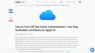 [Tutorial] How to Turn Off Two Factor Authentication on iPhone in iOS 11