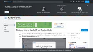 ios - No input field for Apple ID Verification Code - Ask Different