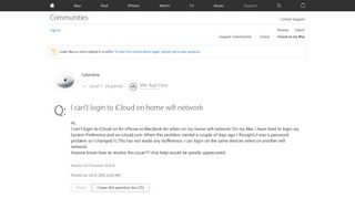 I can't login to iCloud on home wifi netw… - Apple Community ...